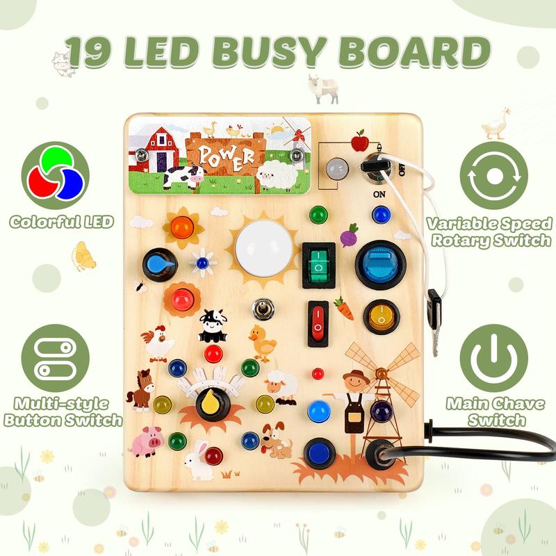 LED Montessori Busy Board – Sensory Light Switch Toy for Toddlers & Kids