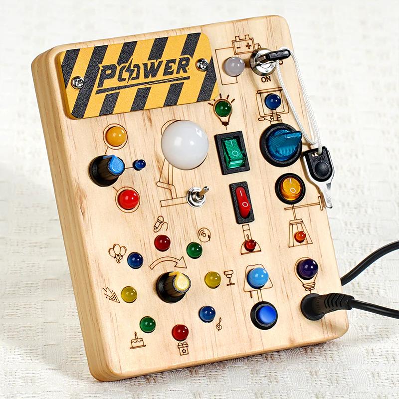 LED Montessori Busy Board – Sensory Light Switch Toy for Toddlers & Kids