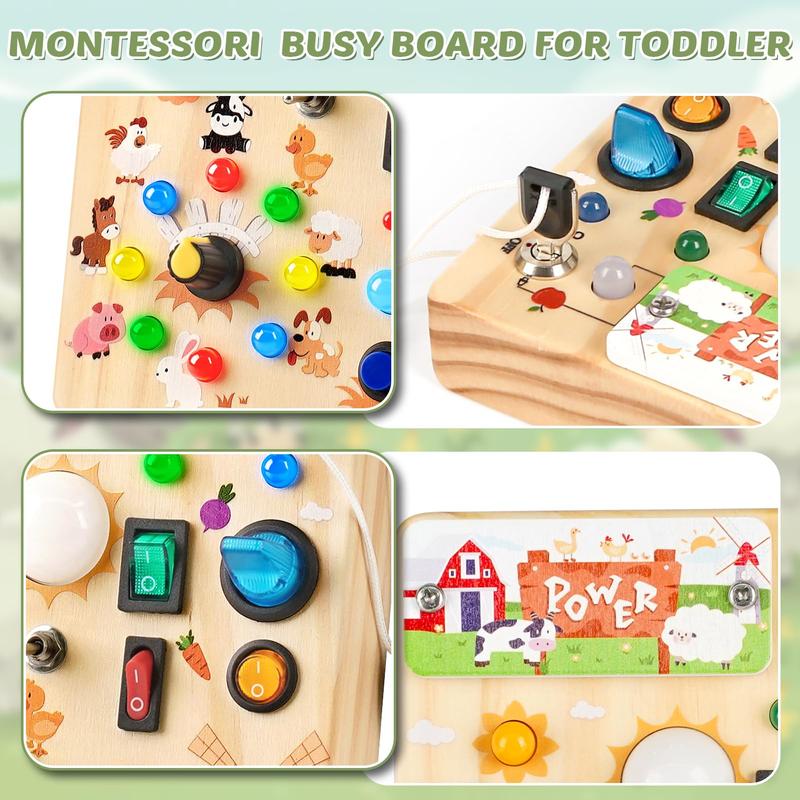 LED Montessori Busy Board – Sensory Light Switch Toy for Toddlers & Kids